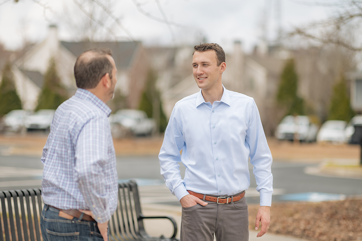 Jack talking with supporter