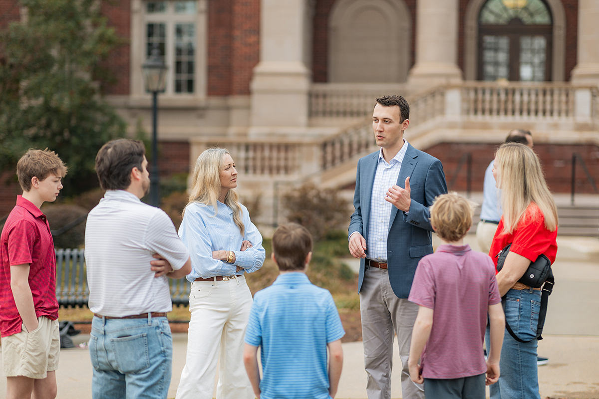 Jack talking with supporter